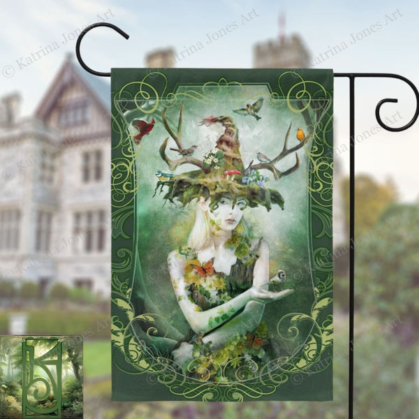 Woodland Nature Witch Garden Flag