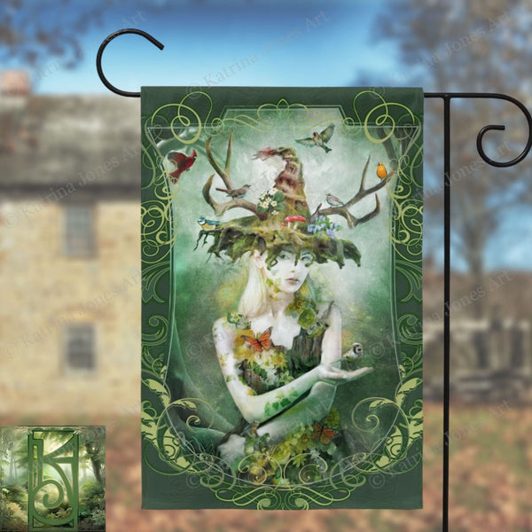Woodland Nature Witch Garden Flag