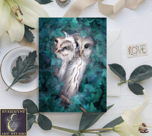 Woodland Owls Greeting Card Owl Nature Blank Notecard