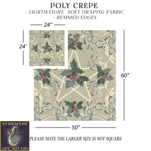 Yule Altar Tarot Cloth - Antique Holly Style Decor Square