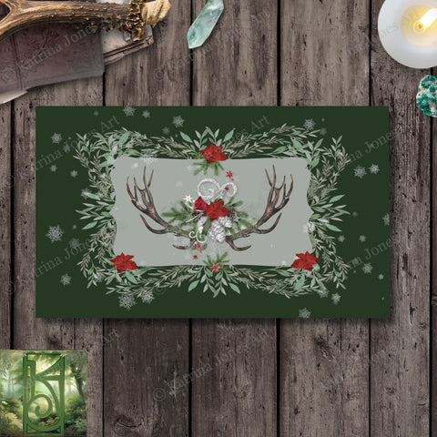 Winter Altar And Tarot Cloth - Antler Botanical Design Rec