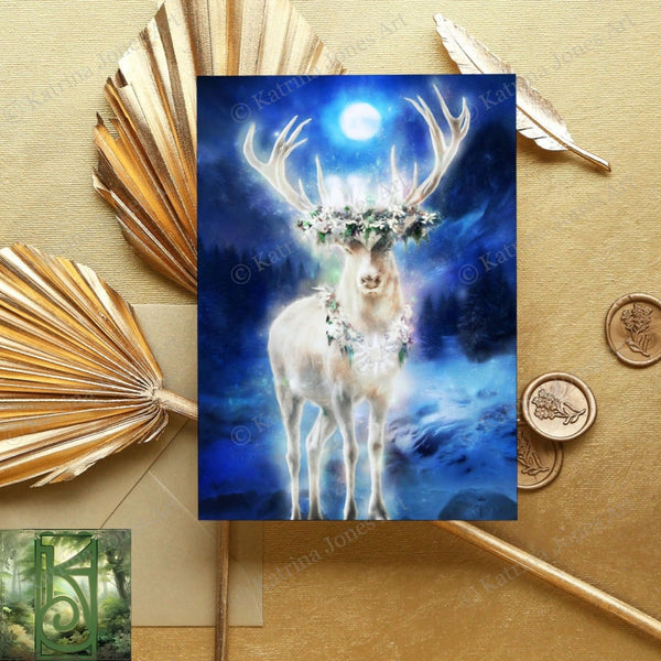 Yule Deer Stag Card Winter Soltice Greeting Cards