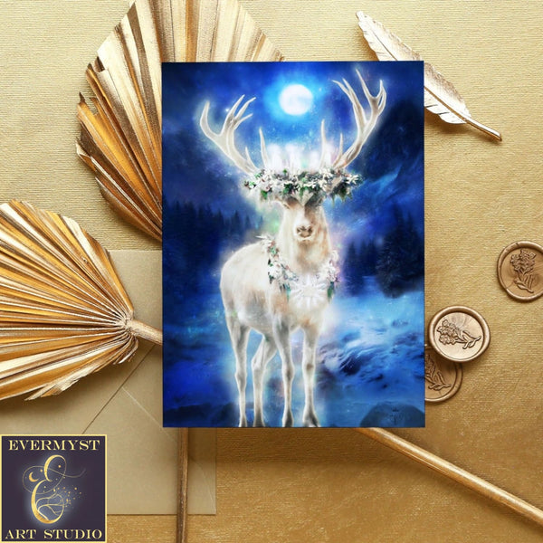 Yule Deer Stag Card Winter Soltice Greeting Cards