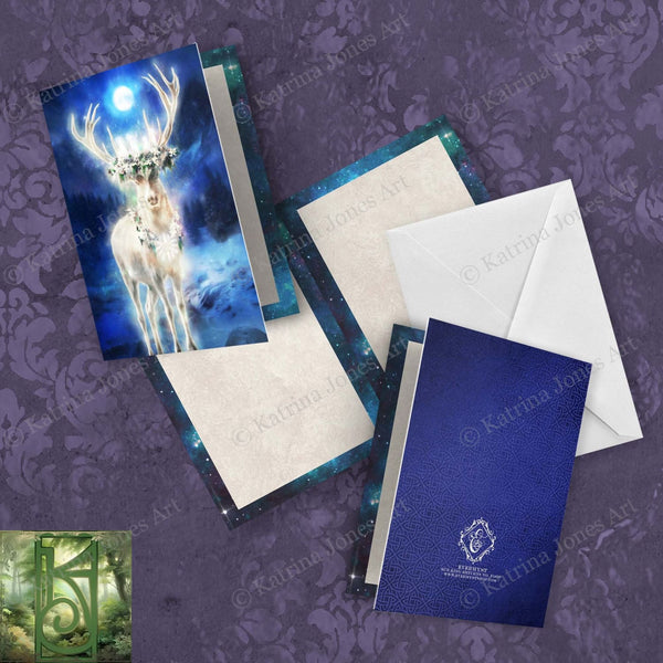 Yule Deer Stag Card Winter Soltice Greeting Cards