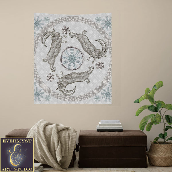 Yule Goat Altar Cloth - Perfect For Decor And Tarot Readings Square