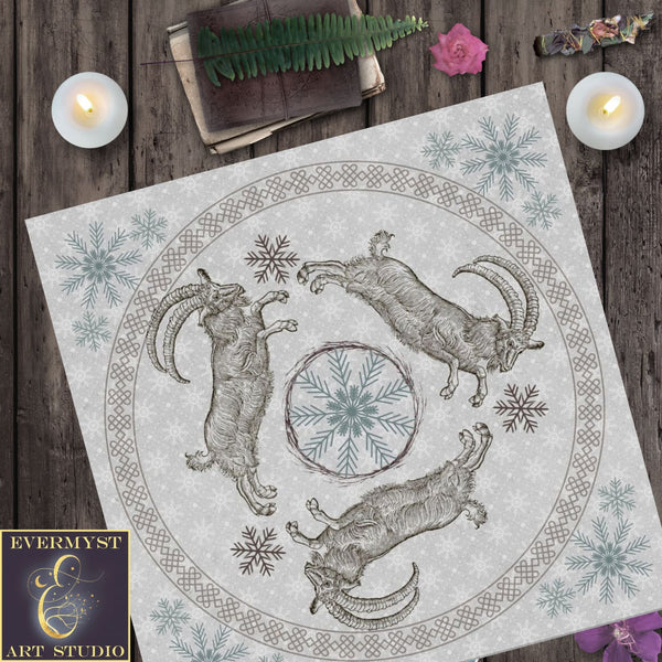 Yule Goat Altar Cloth - Perfect For Decor And Tarot Readings Square