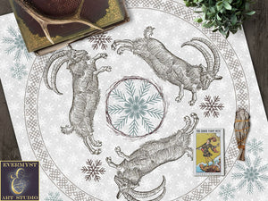 Yule Goat Altar Cloth - Perfect For Decor And Tarot Readings Square