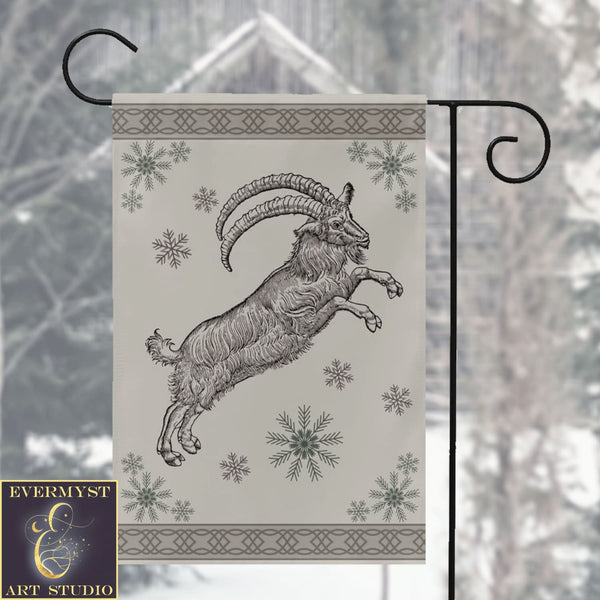 Yule Goat Garden Flag Whimsical Julbock Decoration