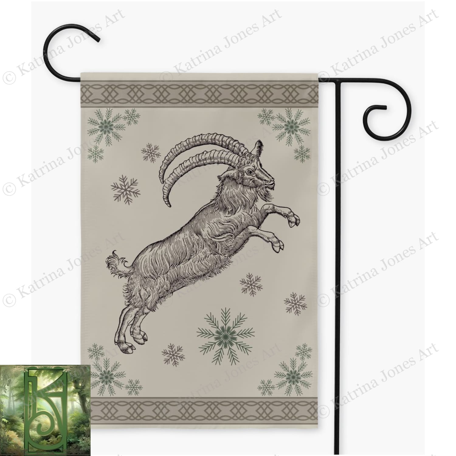 Yule Goat Garden Flag Whimsical Julbock Decoration Single / 12X18 Inch
