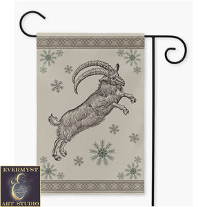 Yule Goat Garden Flag Whimsical Julbock Decoration Single / 12X18 Inch