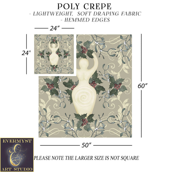 Yule Goddess Altar Cloth Tarot Reading Mat - Witch Decor Square