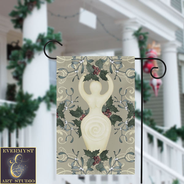 Yule Goddess Antique Cream Garden Flag