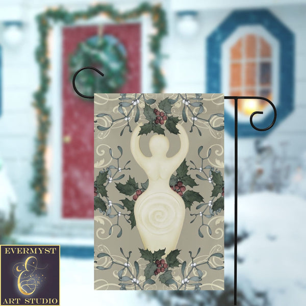 Yule Goddess Antique Cream Garden Flag