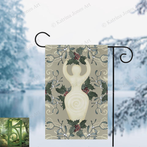 Yule Goddess Antique Cream Garden Flag