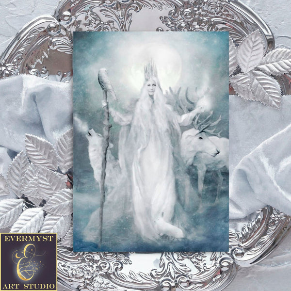 Yule Greeting Card Winter Solstice Goddess Cailleach Snow Queen