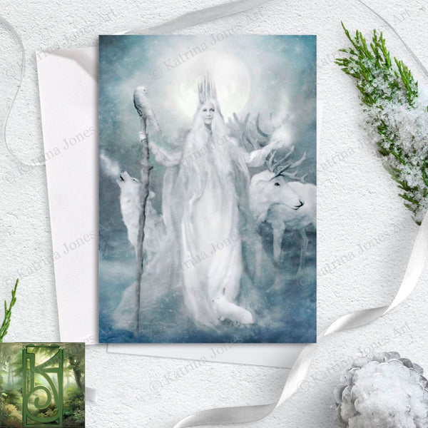 Yule Greeting Card Winter Solstice Goddess Cailleach Snow Queen