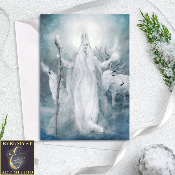 Yule Greeting Card Winter Solstice Goddess Cailleach Snow Queen