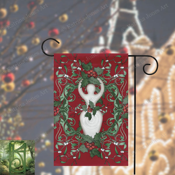 Yule Holly Goddess Garden Flag