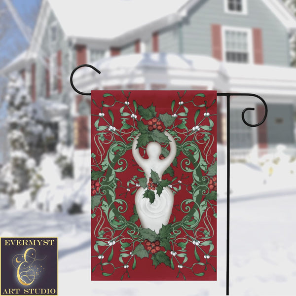 Yule Holly Goddess Garden Flag