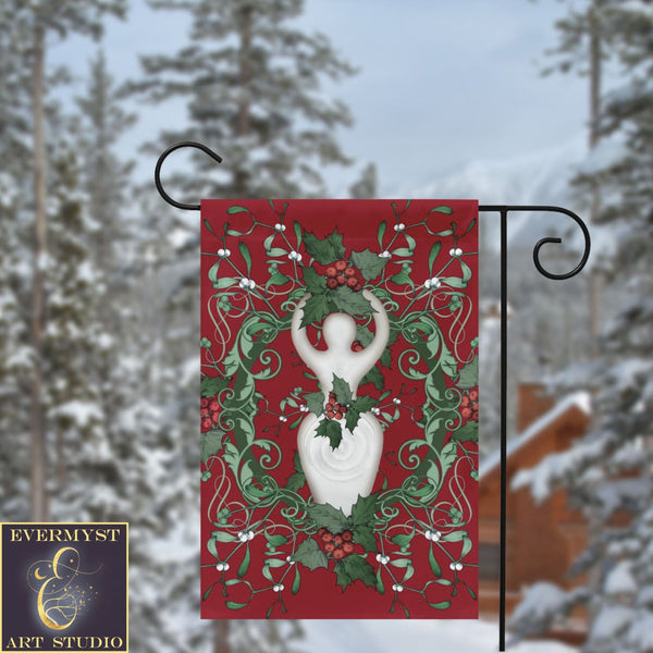 Yule Holly Goddess Garden Flag