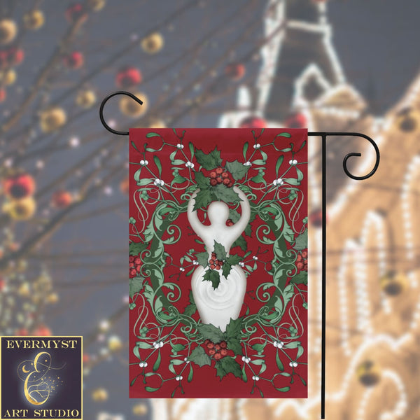 Yule Holly Goddess Garden Flag