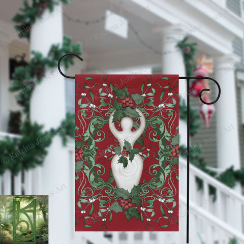 Yule Holly Goddess Garden Flag
