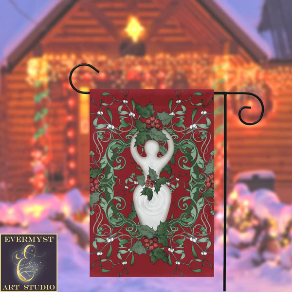 Yule Holly Goddess Garden Flag