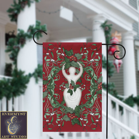 Yule Holly Goddess Garden Flag