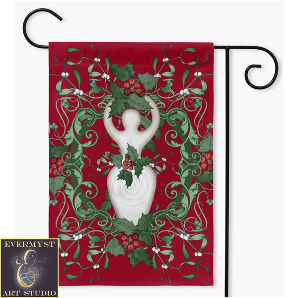 Yule Holly Goddess Garden Flag Double / 18.325X27 Inch