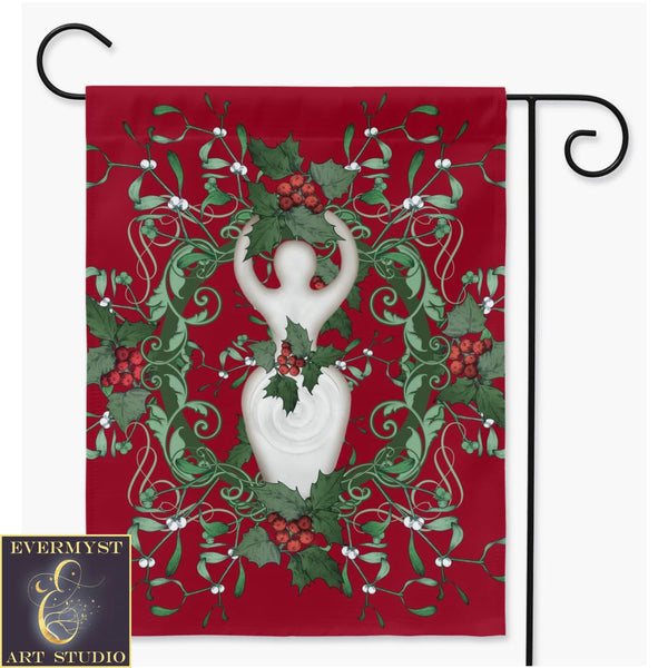 Yule Holly Goddess Garden Flag Double / 24.5X32.125 Inch