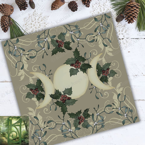 The Yule Triple Moon Altar Cloth Witch Decor Square