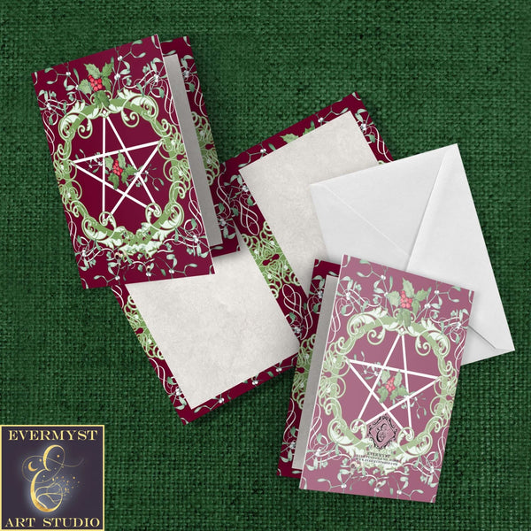 Yule Pentacle Greeting Card Witch Pagan Yuletide Season Blank Notecard