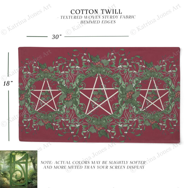 Holly Red Pentacle Altar Cloth Yule Of Tarot Rec