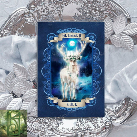 Yule Reindeer Greeting Card Yuletide Stag Deer Mythic Blank Notecard