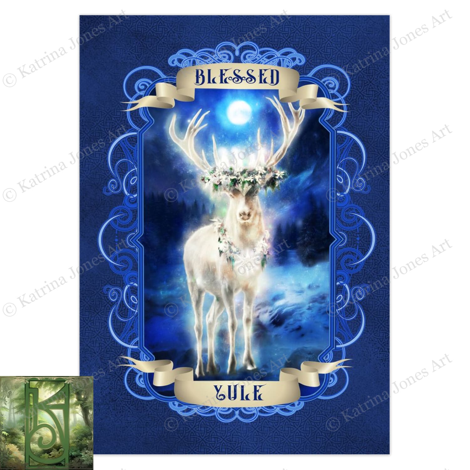 Yule Reindeer Greeting Card Yuletide Stag Deer Mythic Blank Notecard 10 Cards