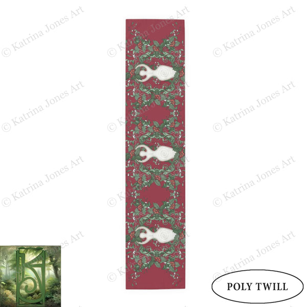 Winter Solstice Altar Cloth - Red Holly Table Runner For Witches And Pagans
