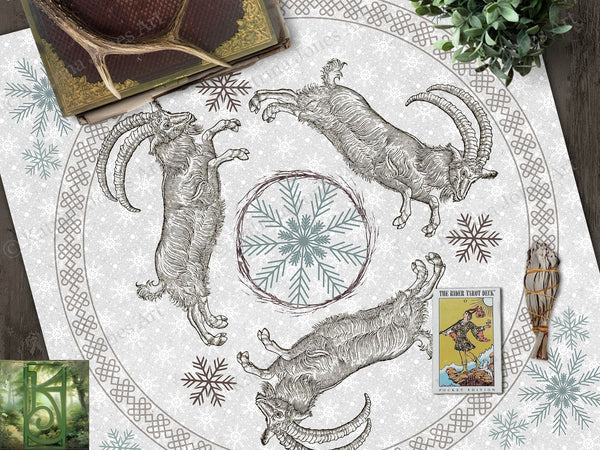 Yule Goat Altar Cloth - Perfect For Decor And Tarot Readings Square