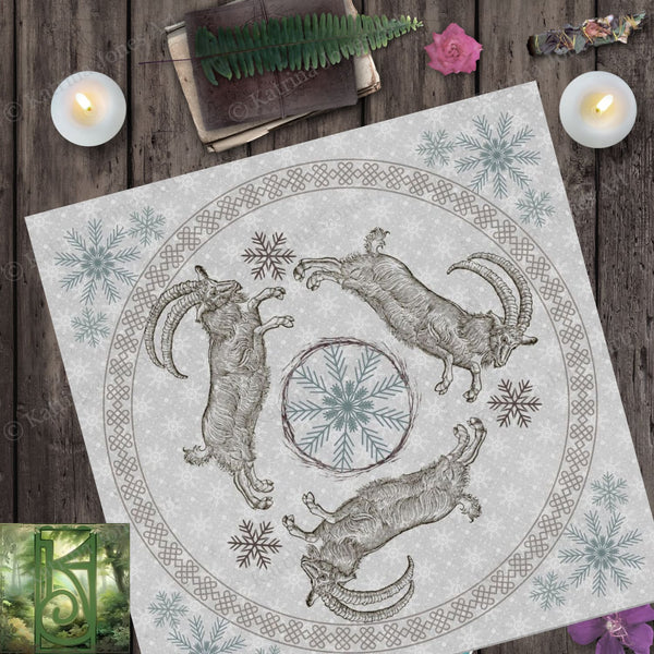 Yule Goat Altar Cloth - Perfect For Decor And Tarot Readings Square