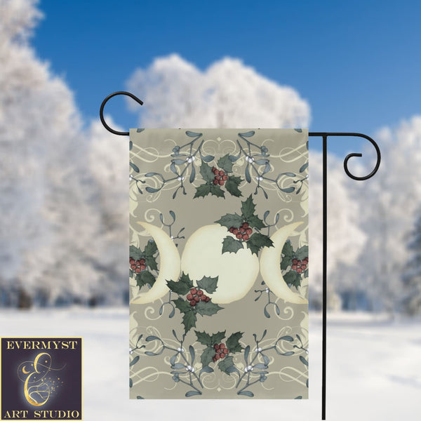 Yule Triple Moon Antique Cream Garden Flag