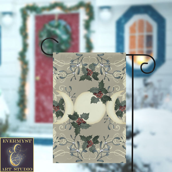 Yule Triple Moon Antique Cream Garden Flag