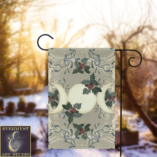 Yule Triple Moon Antique Cream Garden Flag