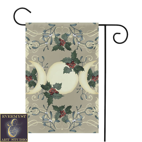 Yule Triple Moon Antique Cream Garden Flag