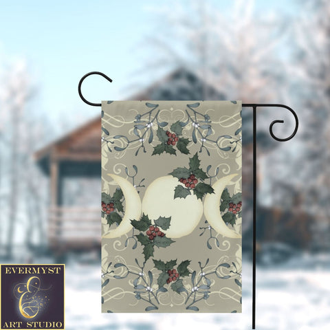 Yule Triple Moon Antique Cream Garden Flag