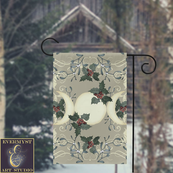 Yule Triple Moon Antique Cream Garden Flag