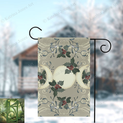 Yule Triple Moon Antique Cream Garden Flag
