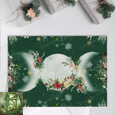 Yule Triple Moon Blank Greeting Card Winter Solstice Witch Wicca Notecards