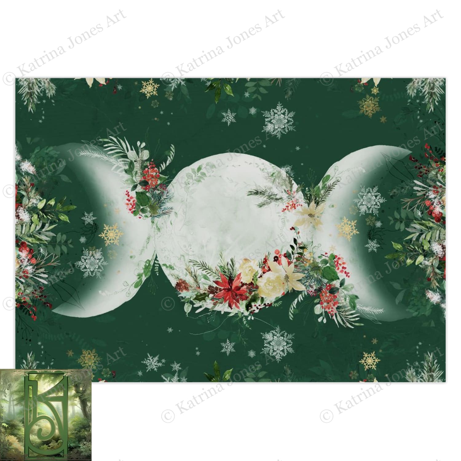 Yule Triple Moon Blank Greeting Card Winter Solstice Witch Wicca Notecards 10 Cards