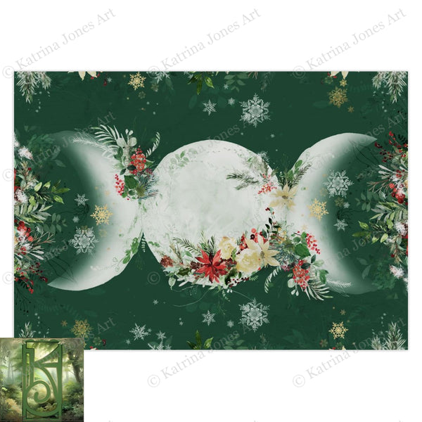 Yule Triple Moon Blank Greeting Card Winter Solstice Witch Wicca Notecards 10 Cards