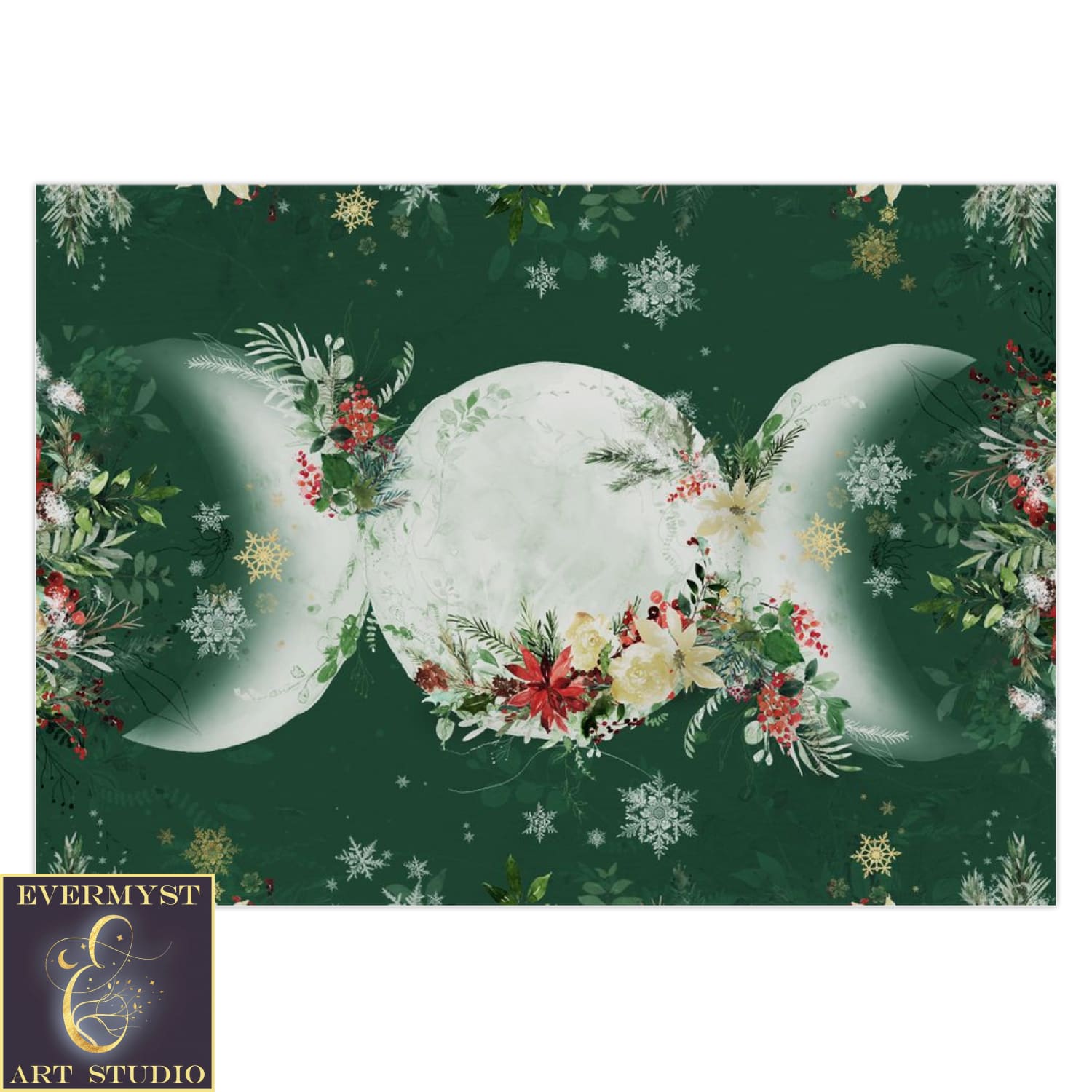 Yule Triple Moon Blank Greeting Card Winter Solstice Witch Wicca Notecards 10 Cards