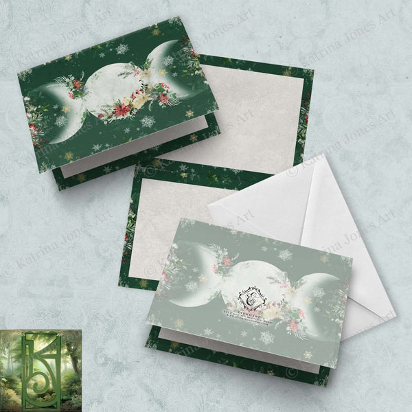 Yule Triple Moon Blank Greeting Card Winter Solstice Witch Wicca Notecards